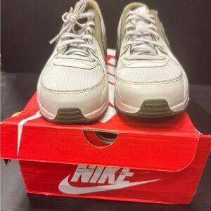 Nike White and Tan Sneakers with Classic Silhouette